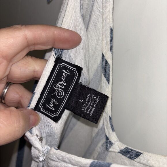 Ivy Street Women Jumpsuit Linen Rayon Romper L Wide Leg Beach Boho Sleeveless - Picture 6 of 8